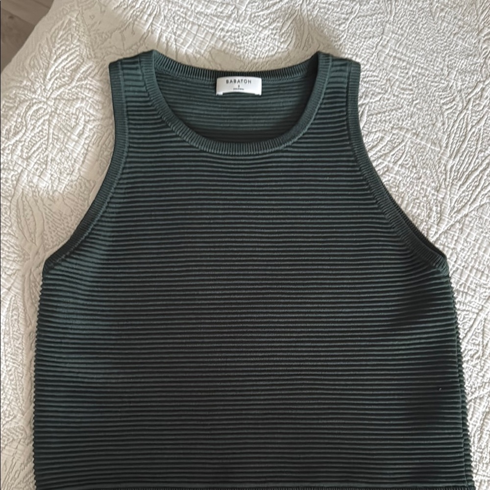 Babaton Fitted Ribbed Tank Top Green